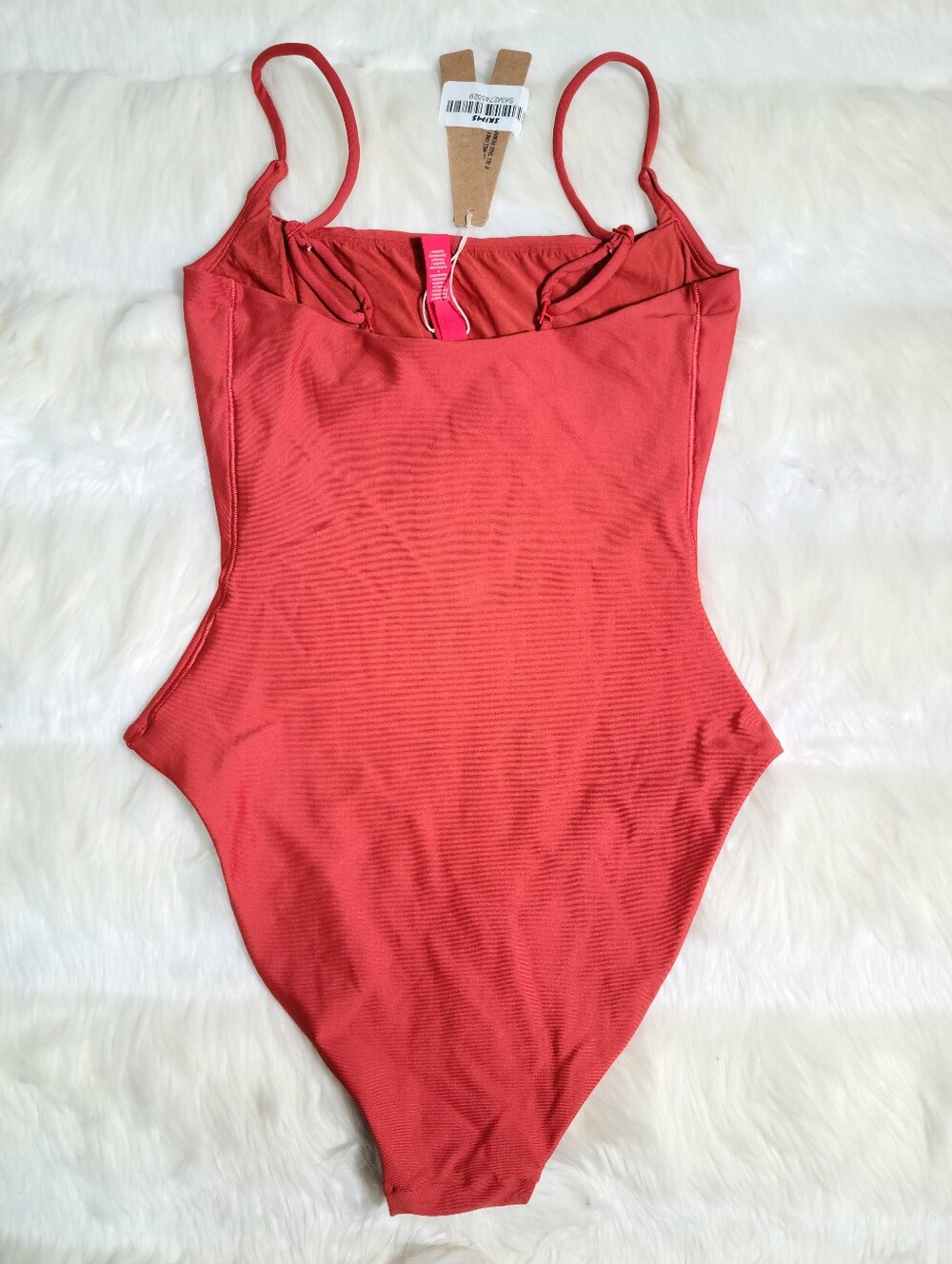 SKIMS Classic Swim Square Neck Scoop One Piece Red Terra Women XS NEW - Picture 2 of 5
